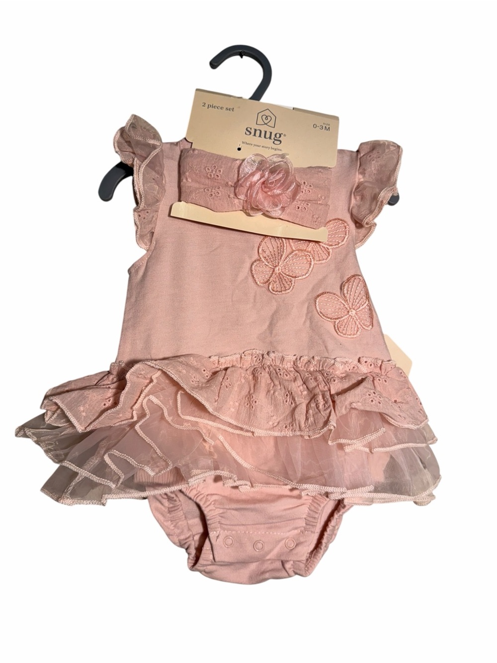 Snug Baby Pink Ruffle Tutu Romper with Headband